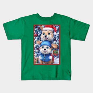 Cute father and son anime christmas dogs Kids T-Shirt